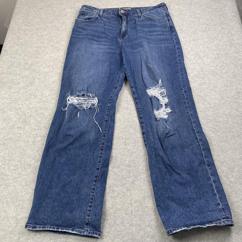 Kut From The Kloth Jeans Womens 14 (35x31) Sienna Wide Leg Distressed High Rise